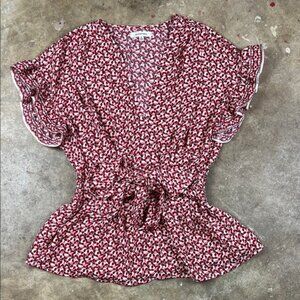 Max Studio patterned pink and Red Women's TopSize: Small